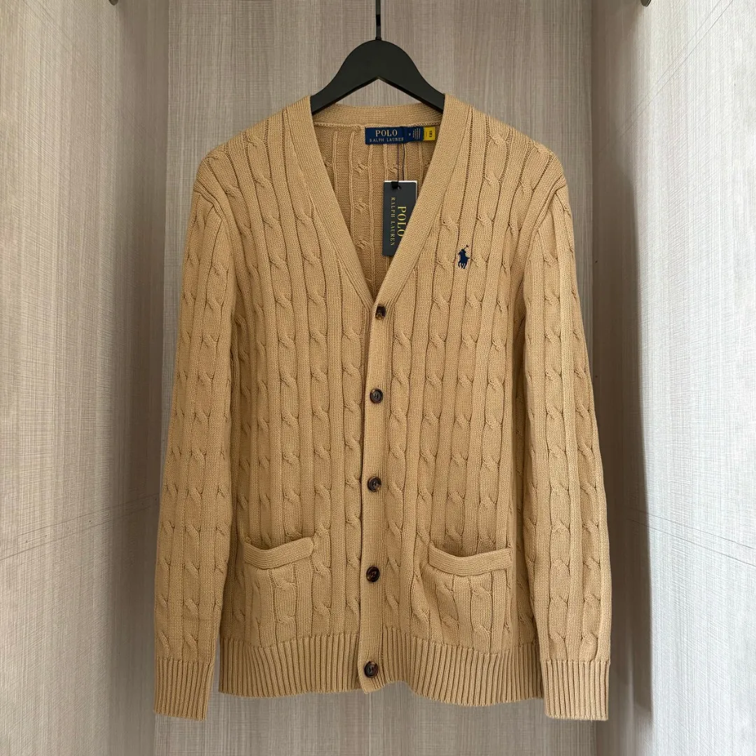 P250 RALPH LAUREN Six-color classic small label embroidery V-neck long-sleeved button cardigan knitted sweater for men and women couple tops Six colors Color: White Black Navy Gray Khaki Blue Size: S M L XL Material: Cotton Weight: 720g